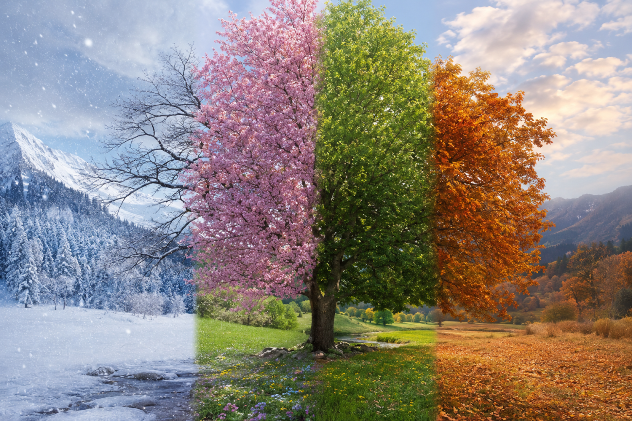 Tree in Fall, Spring, Summer, and Autumn
